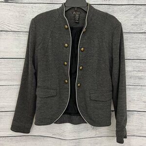 Ella Moss Gray Military-Style Jacket With Brass Button Accents, Size L